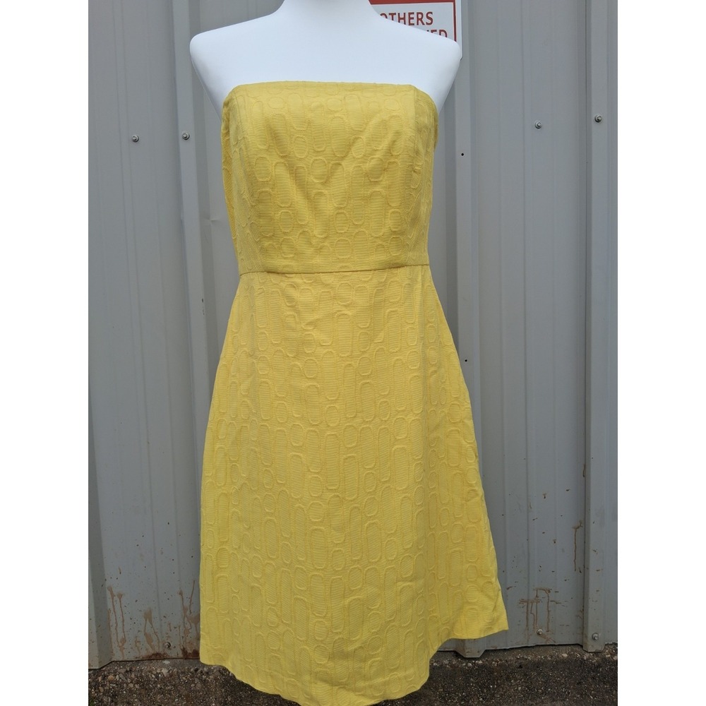 The Limited Strapless Dress Size 8 Yellow‎ Size Zip Textured Pattern NEW